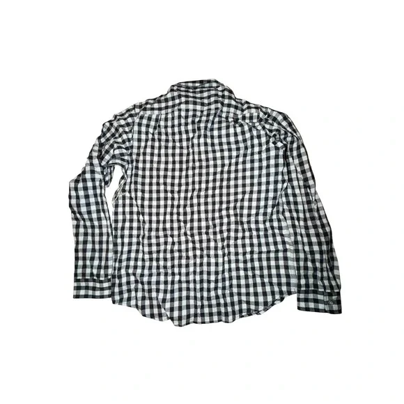 Kennedy Mfg Co Black White Gingham Check Plaid Long Sleeve Button Up Shirt Men M - Picture 3 of 9